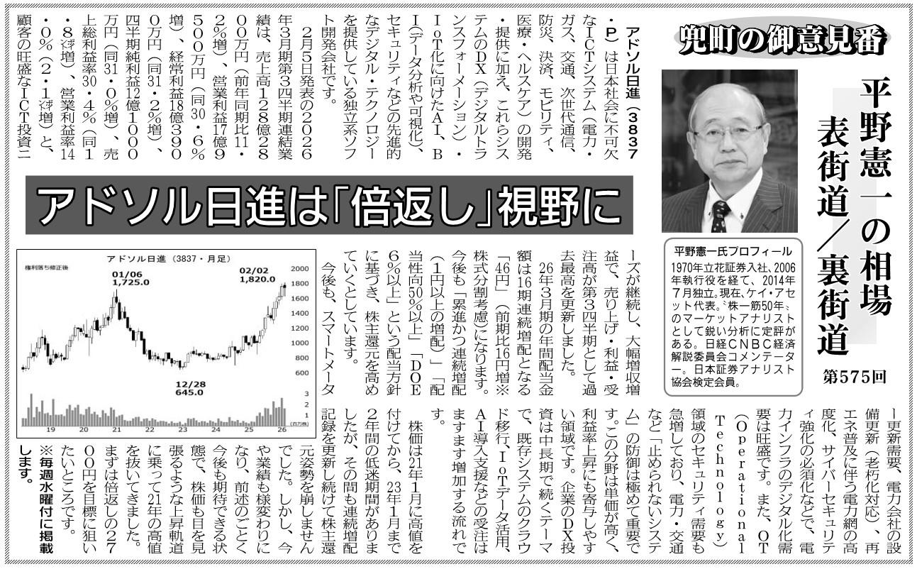 アドソル日進は「倍返し」視野に